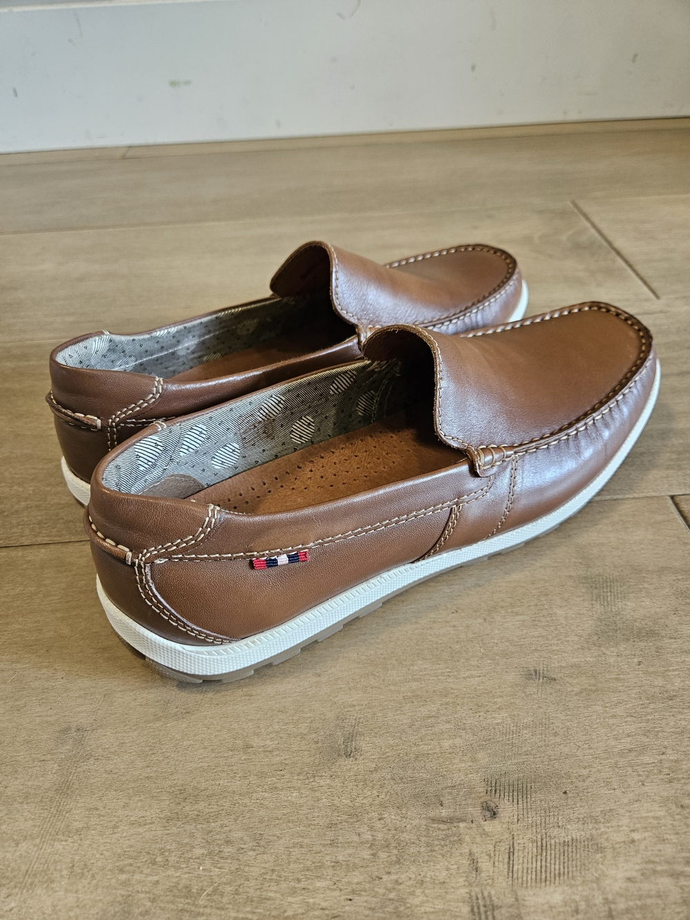 Men's Tan Slip-On Leather-Style Loafers